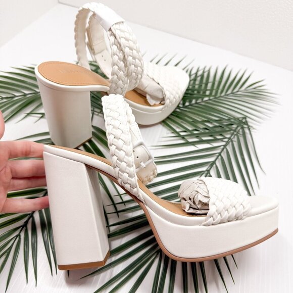 Lisa Vicky Jewel-V Shoes Womens Size 9 Platform Block Heel Sandals Weave PU - Picture 7 of 12